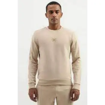 Solid Cotton Blend Crew Neck Mens Sweatshirt